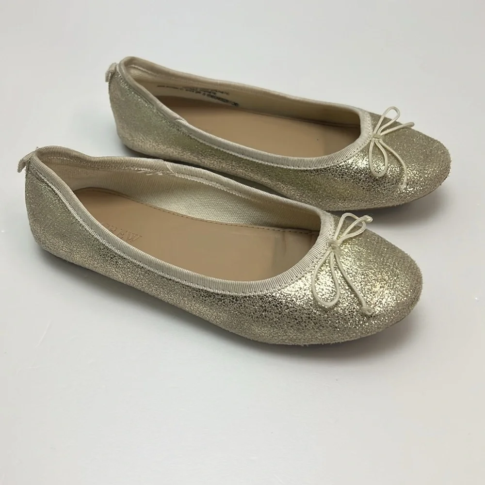 Crewcuts Dress Shoes Gold Ballet Flats Metallic Girls Sparkly Event J. Crew